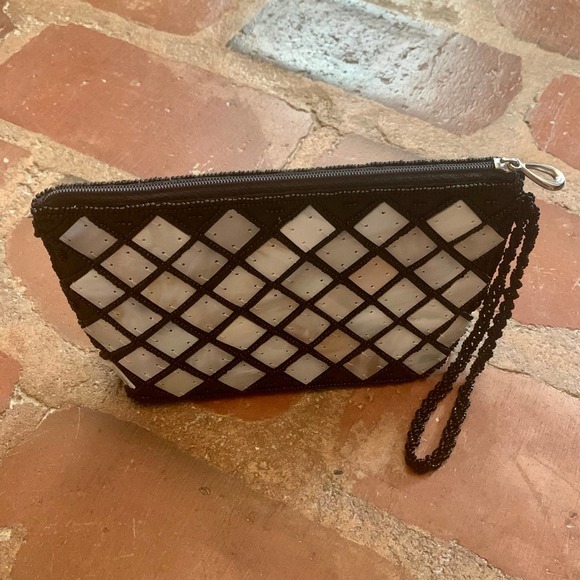 Vintage Mod by design Spun Silk Natural Horn and Seed Bead Wristlet Vietnam - Picture 4 of 7